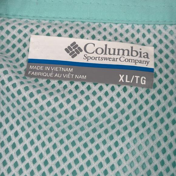 Columbia PFG Shirt Mens XL Aqua Long Sleeve Button Up Vented Fishing Omni-Shade - Picture 3 of 14